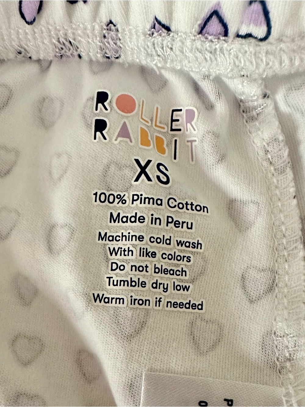 Roller Rabbit Mismatched Pajama Set with S Pink Heart and XS Blue Heart - Picture 5 of 5